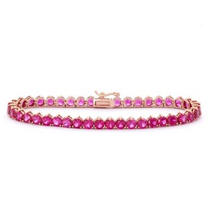 Designs By Gioelli 14K Rose Gold Over Sterling Silver Created Ruby Tennis Bracelet - 1 of 2
