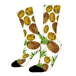 Pineapple Kiwi Women Printed Crew Socks Funny Funky Socks Soft Polyester Novelty Gifts for Artists Men - 1 of 1