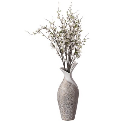 Uniquewise Peach Artificial Cherry Blossom Branch Stem for Home Decoration and Wedding Craft, White