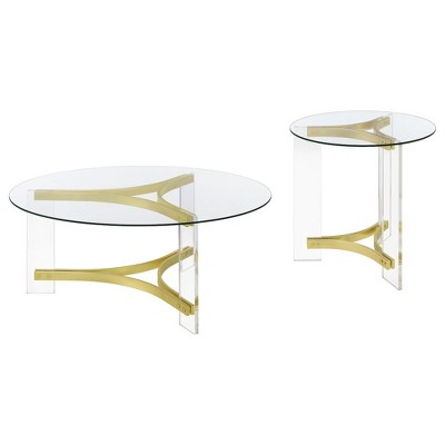 Coaster,Janessa Round Glass Top Acrylic Leg Coffee Table