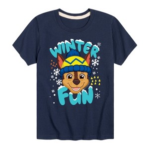 Boys' - Paw Patrol - Chase Winter Fun Short Sleeve Graphic T-Shirt - 1 of 4