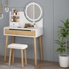 Vanity Desk, Makeup Table with Stool and Drawers, Makeup Vanity Desk with Light, for Living Room, Bedroom, Powder Room, White - 3 of 4