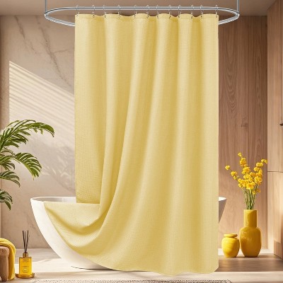 LunaLulinlk Luxury Waffle Shower Curtain，Yellow