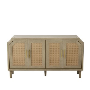 NicBex 59.84 Inch Modern 4-Doors Storage Cabinet with Rattan/Linen Decorative Doors for Living Room and Entryway - 1 of 4