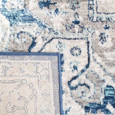 Luxe Square 5' Hand-Knotted Light Grey/Blue Synthetic Area Rug