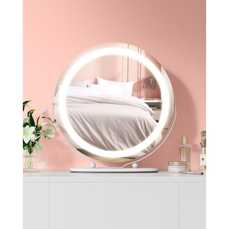 19 inch Vanity Mirror with Lights Smart Touch Control 3 Colors Dimmable Vanity Mirror, 360°Rotation Lighted Makeup Mirror, 1 of 9