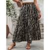 Women's Plus Size Summer Casual Boho Maxi Skirt Elastic High Waist Bohemian Work Flowy Long Skirt - 4 of 4