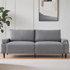 Acekool 81" Comfort Loveseat Sofa, 3-Seater with Cup Holders & Storage Pockets, Deep Cushions for Living Room, Bedroom - 1 of 4