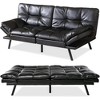 JUJABU Multifunctional Convertible Sleeper Futon Couch, Loveseat Faux Leather Memory Foam Modern Sofa, Light Black - 2 of 4