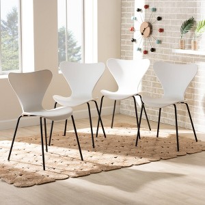 4pc Jaden Plastic and Metal Dining Chair Set - Baxton Studio - 1 of 4