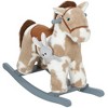 Rocking Horse, Kids Plush Animal Rocker with Realistic Sound for Toddlers, Soft Filling Ride on Horse with Rabbit Toy, Brown - 4 of 4