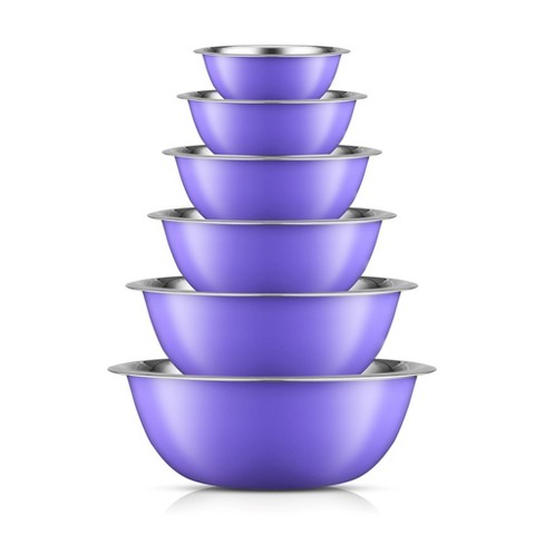 Joyjolt Stainless Steel Food Mixing Bowl Set Of 6 Kitchen Mixing Bowls -  Purple : Target