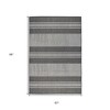 8' X 10'  and Gray Striped Stain Resistant Indoor Outdoor Area Rug - 3 of 4