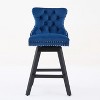 CAVINAS Swivel Dining Chairs with Curved Backrest, Velvet Barstools withThick Cushion, and Solid Rubber Wood Legs, Set of 2 - 4 of 4