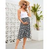 Coolmee Womens High Elastic Waist Maternity Skirt Summer Casual Floral Pleated Swing A Line Flowy Midi Skirts with Pockets - 3 of 4