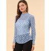 INSPIRE CHIC Women's Crochet Lace See-Through Ruffle Frill Neck Floral Elegant Blouse - 4 of 4