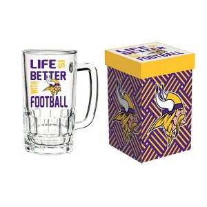 Glass Tankard Cup, with Gift Box, Minnesota Vikings - 1 of 2