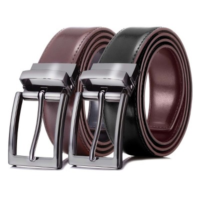 Mio Marino | Men's Chameleon Buckle Leather Belt - Obsidian & Mahogany ...