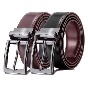 Mio Marino Men's Dual Loop Leather Belt, Mahogany Size : 40 (waist: 38 ...