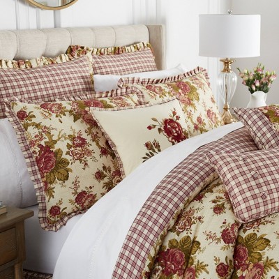 4pc Queen Norfolk Comforter Set Red - Waverly