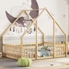 CAVINAS Twin/Full Size House-Style Bed Frame with Fence Guardrails,Modern Floor Bed for Kids Room,Bedroom - 2 of 4