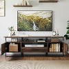 Mid Century Modern TV Stand, Tall Entertainment Center for 75 inch TV, Brown TV Console with Storage & Drawer - 4 of 4