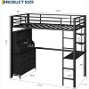Loft Bed Twin Size with Desk, 4 Large Fabric Drawers and 2 Storage Shelves, Heavy Duty Metal Loft Bed with LED Lights & Charging Sation - 2 of 4