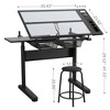 SEVOBAL Desks Adjustable Drawing Table with Stool, Storage, Professional Drafting Desk for Artists, Students, Home Office, Black, 39.68"*27.73"*6.77" - 3 of 4