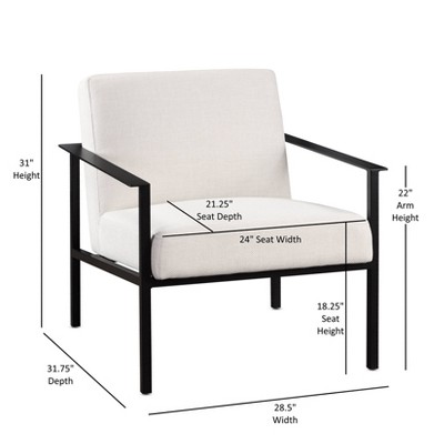Milano Oatmeal White Metal Frame Accent Chair