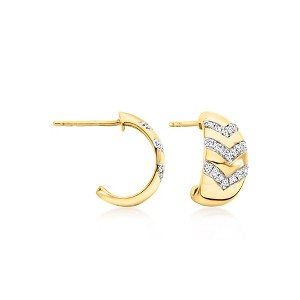 Ross-Simons 0.33 ct. t.w. Diamond Chevron C-Hoop Earrings in 18kt Gold Over Sterling - 1 of 3