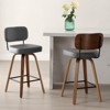 Bekrvio 26" Swivel Counter Height Bar Stools - Upholstered Faux Leather with Back, Bent Wood Legs, Mid Century Modern Kitchen Island Counter Stools - 3 of 4