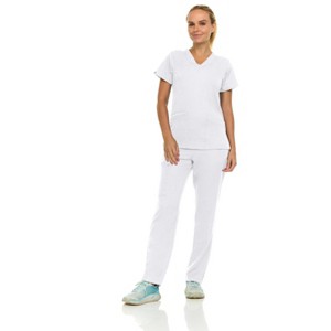Medichic Women's Medical Scrubs Set- V-Neck with Flare Pant - 1 of 4