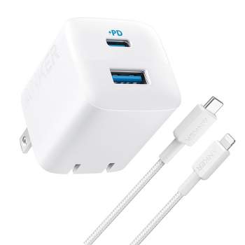 Anker 2-Port 33W Wall Charger with 6' Lightning to USB-C Cable - White