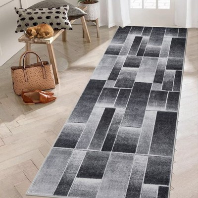 Geometric Hallway Rugs 2x6 Non-Slip Runner Rugs, Non-Shedding Plaid Indoor Carpet, Stain-Resistant Ultra-Thin Floor Carpet Mats for Bedroom