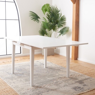 White Wood Extendable Rectangle Dining Table with Graduated Legs