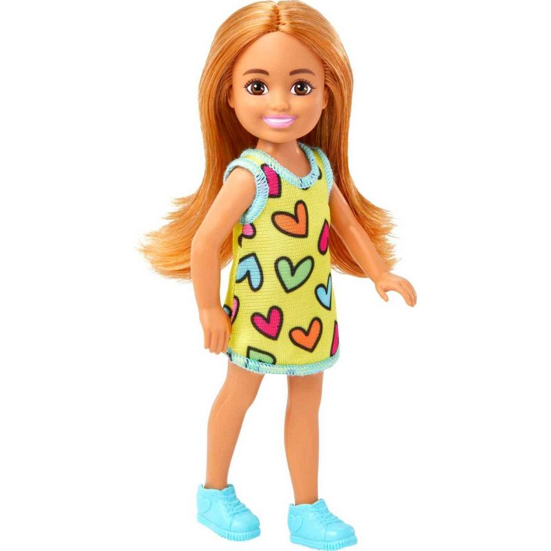 Barbie Chelsea Small Doll Wearing Removable Heart-Print Dress with Brunette Hair &#38; Brown Eyes, 3 of 7