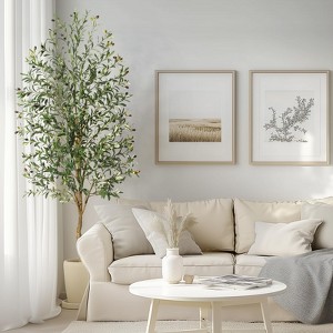 Artificial Olive Tree with Silk Leaves, Faux Potted Plant with Realistic Branches & Fruits for Home Office Living Room Decor - 1 of 4