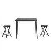 FurnitureR 3-Piece Folding Table and Chair Set for 2, Space-Saving Square Card Table with 2 Stools, Ideal for Small Spaces, Home, Patio, Black - 4 of 4
