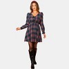 Women's Festive Plaid Tie-Front Mini Dress - Cupshe - 3 of 4