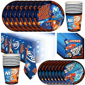 Treasures Gifted Nerf Birthday Party Supplies Tableware Deluxe Set for 24 Guests - 1 of 4