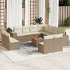 vidaXL Patio Sofa Set with Cushions Outdoor Furniture 12 Piece Poly Rattan - Beige and Cream - 2 of 4