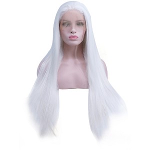 Unique Bargains Women Long Straight Hair Lace Front Wig with Wig Caps 24" 1PC - 1 of 4