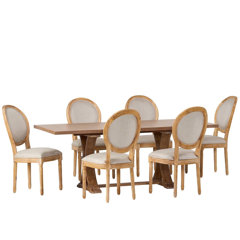 Photos - Dining Table Christopher Knight Home 7pc Derring Dining Set Beige/Natural