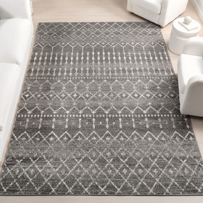 Handmade Dark Grey Geometric 6' Square Synthetic Area Rug