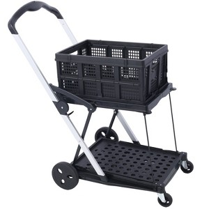 VYNXARIA Collapsible Utility Cart Multi Use Functional Collapsible Shopping Carts 2-Tier Collapsible Shopping Cart,Black - 1 of 4