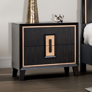 Airsurfer Standard Black with Gold Accents Nightstand Contemporary Black Nightstand with Gold Accents Bedroom Furniture for Bedroom Storage - 1 of 4