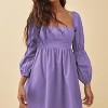 EXLURA Womens Square Neck Dress Long Puff Sleeve A-Line Casual Short Mini Dresses - 2 of 4