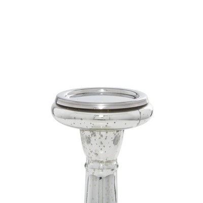 Elegant Silver Glass Candle Lantern Set of 3 - 11" Height