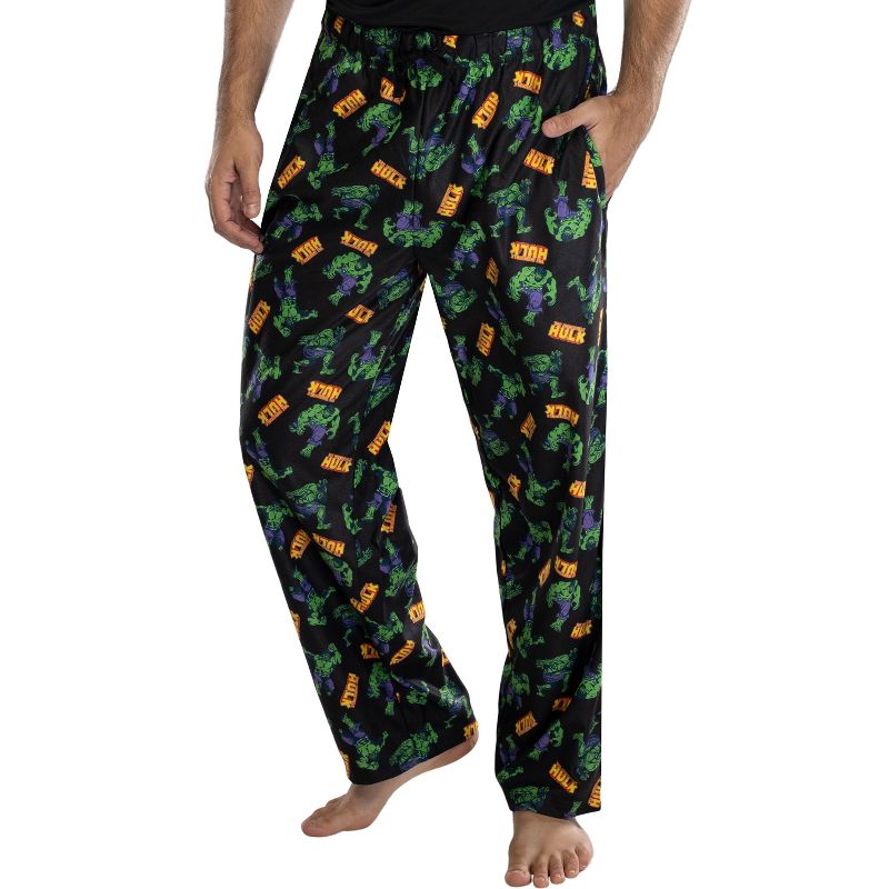Marvel Mens' The Incredible Hulk All Over Print Lounge Pajama Pants Sleepwear, 2 of 4