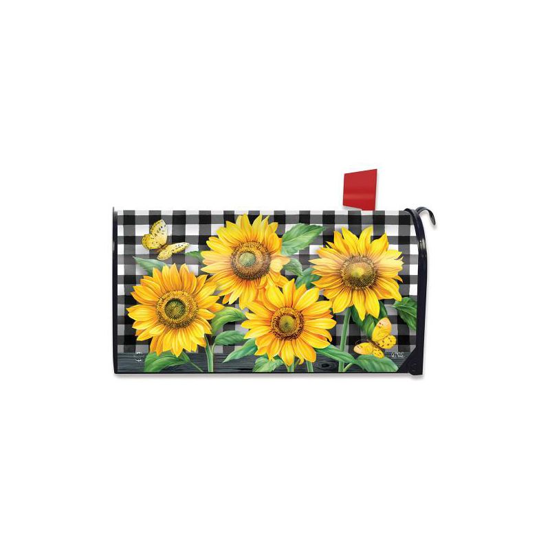 Briarwood Lane Checkered Sunflowers Summer Magnetic Mailbox Cover Everyday Floral Standard, 1 of 4